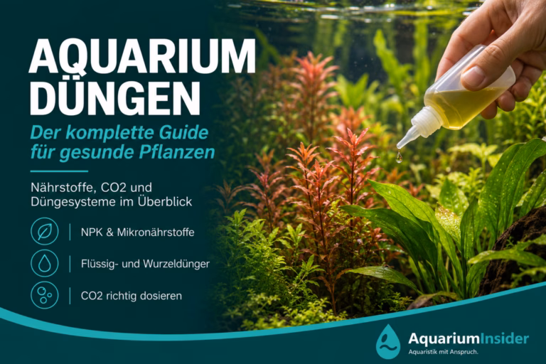 Aquarium düngen – der komplette Guide für Pflanzen Aquarium düngen – Flüssigdünger wird in ein bepflanztes Aquarium gegeben