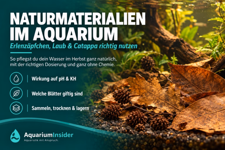 🍂 Naturmaterialien im Aquarium: 4 bewährte Herbst-Tipps Naturmaterialien im Aquarium – Erlenzäpfchen und Laub im Wasser
