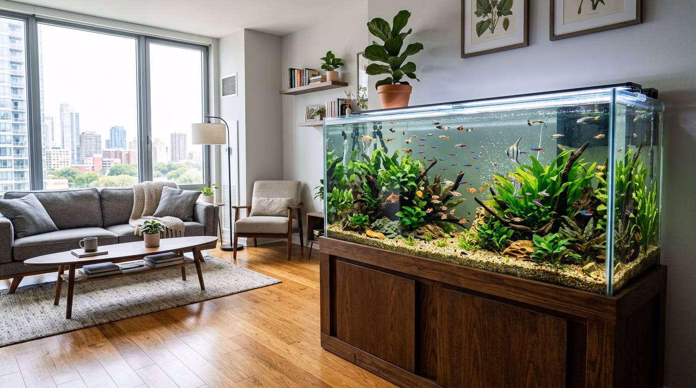 Aquarium Statik Boden – schweres Aquarium in Wohnzimmer aufgestellt