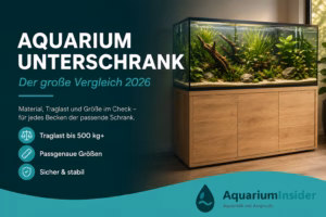 Aquarium Unterschrank mit eingerichtetem Süßwasseraquarium im Wohnzimmer