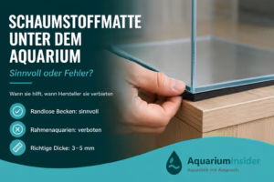 Schaumstoffmatte unter dem Aquarium zwischen Glasboden und Unterschrank