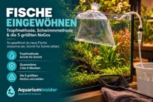 Fische eingewöhnen: Tropfmethode, Schwimmmethode & die 5 größten NoGos Fische eingewöhnen mit der Tropfmethode: Transportbeutel mit Neonsalmlern im Aquarium