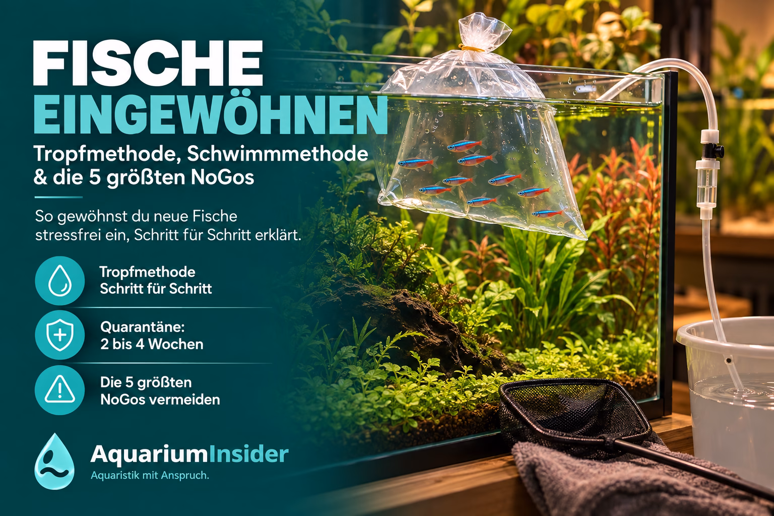 Fische eingewöhnen: Tropfmethode, Schwimmmethode & die 5 größten NoGos Fische eingewöhnen: Tropfmethode, Schwimmmethode & die 5 größten NoGos