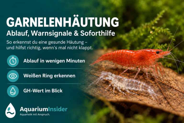 Garnelenhäutung: 6 bewährte Tipps bei Häutungsproblemen Garnelenhäutung erkennen und richtig reagieren: Ablauf, Warnsignale wie der weiße Ring, Ursachen und bewährte Sofort-Tipps für gesunde Zwerggarnelen. Garnelenhäutung bei einer Red Fire Garnele mit sichtbarer Exuvie im Aquarium
