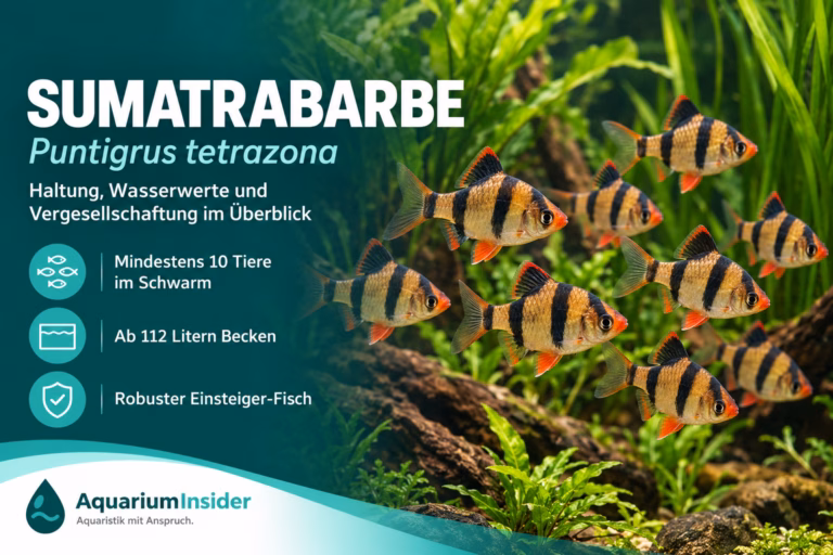 Sumatrabarbe (Puntigrus cf. tetrazona): Haltung, Wasserwerte & Vergesellschaftung Sumatrabarbe im Schwarm vor Aquarienpflanzen